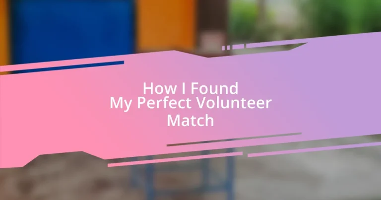 How I Found My Perfect Volunteer Match