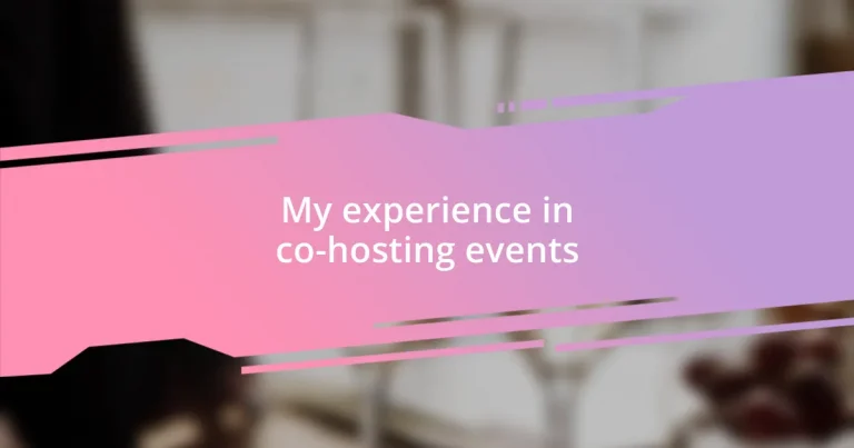 My experience in co-hosting events