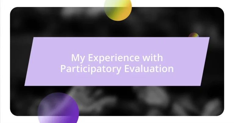 My Experience with Participatory Evaluation