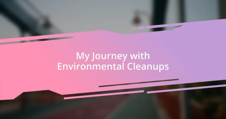 My Journey with Environmental Cleanups