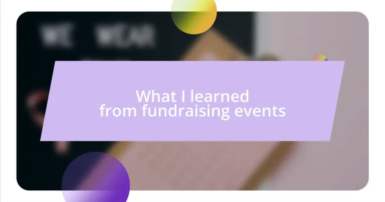 What I learned from fundraising events