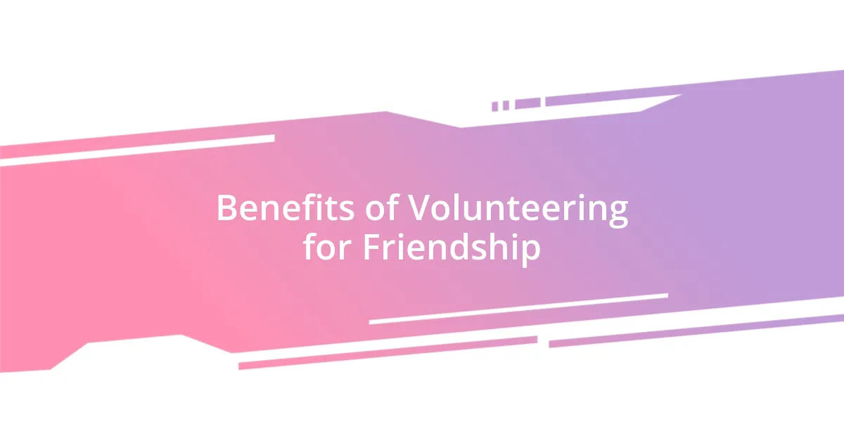 Benefits of Volunteering for Friendship