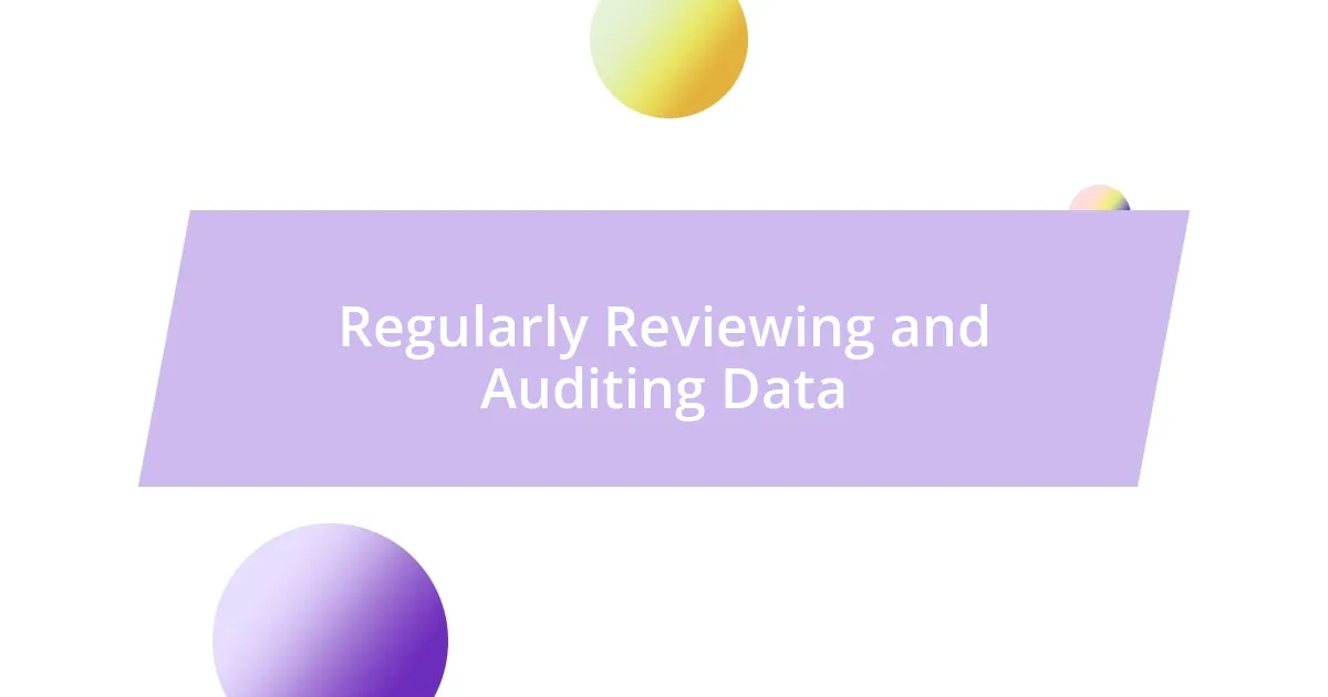 Regularly Reviewing and Auditing Data